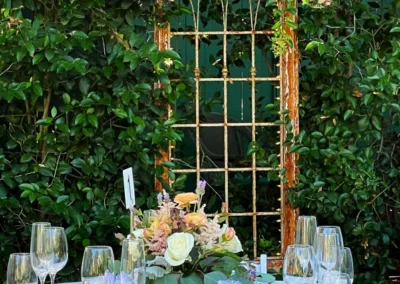 outdoor wedding reception table.